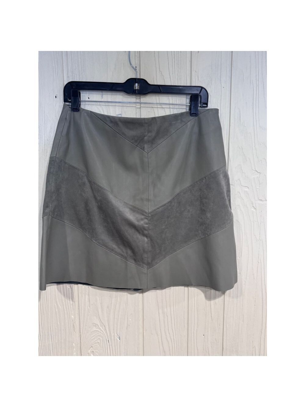 Zara Faux Leather and Suede A Line Mini Skirt Gray Large